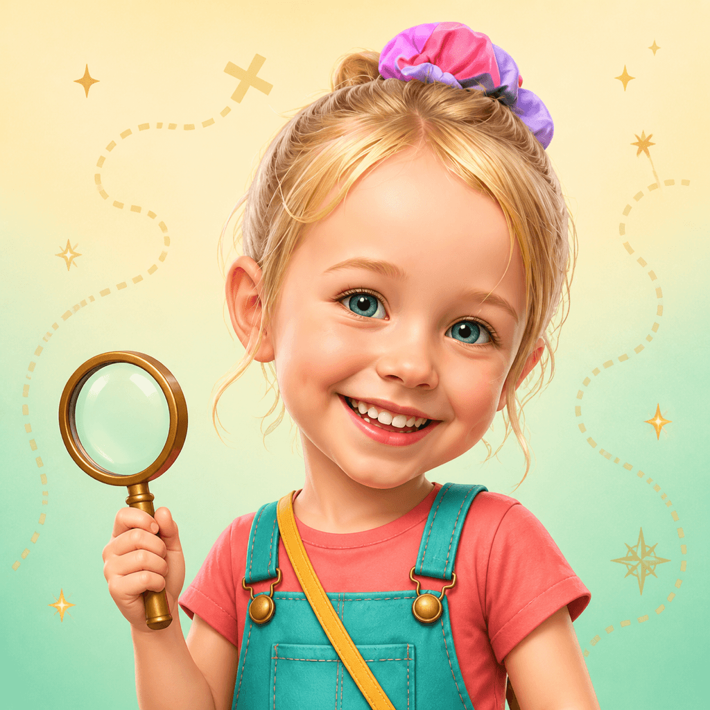 Sophie with a magnifying glass